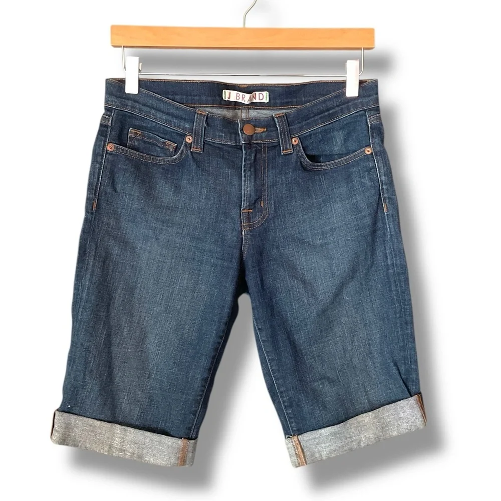 J Brand Medium Wash Saturn Blue Mid Rise Cuffed Bermuda Short Size 27